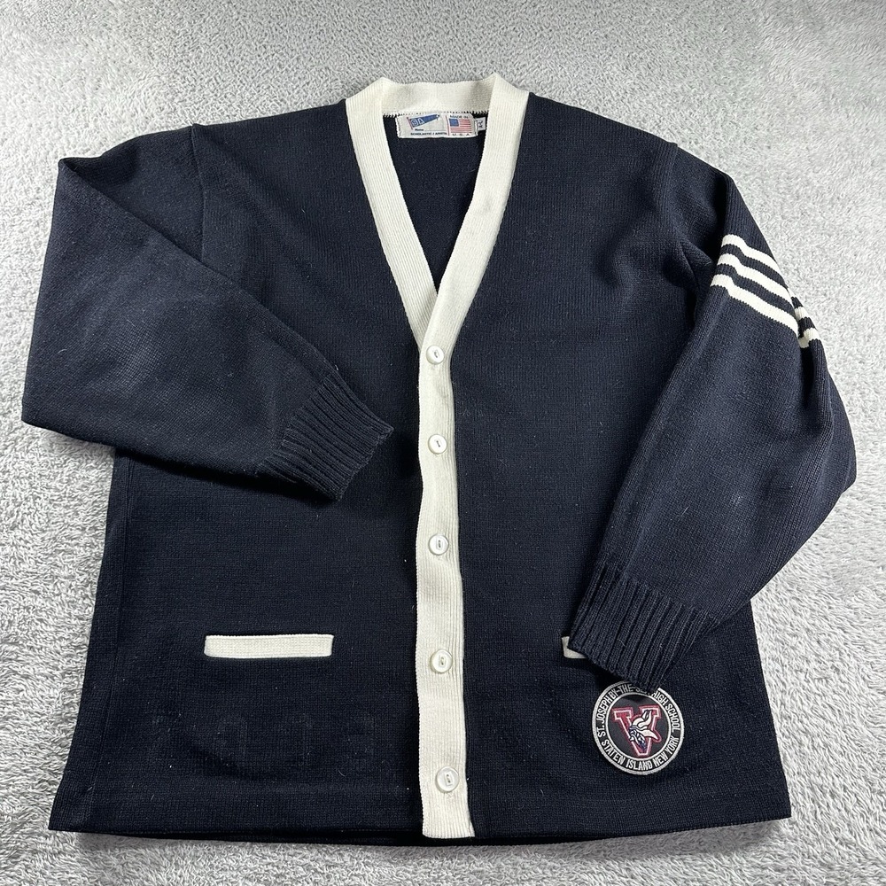 Vintage Scholastic‎ Arista Sweater A-M Varsity Cardigan Button Front USA #2003